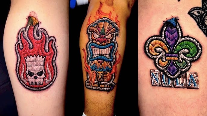 embroidery style tattoo